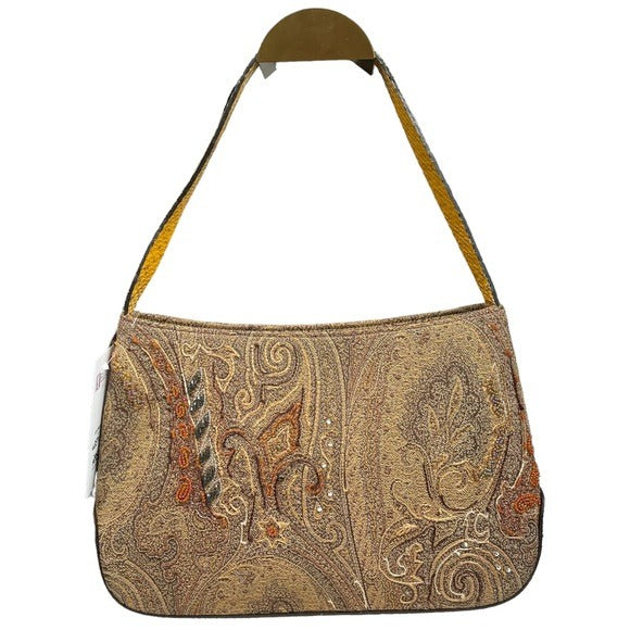 ETRO Jacquard Exotic Multi-Textile Snake, Calf-Hair, Beaded Embroidery Decal Bag