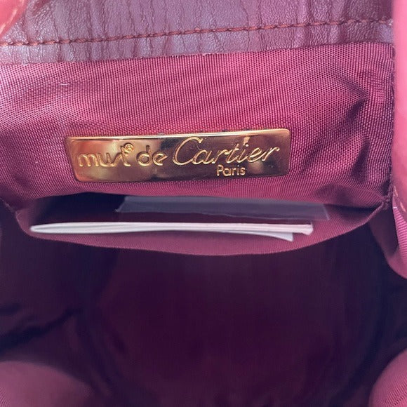 Cartier Burgundy Leather Medium Bucket Drawstring Crossbody Adjustable Purse