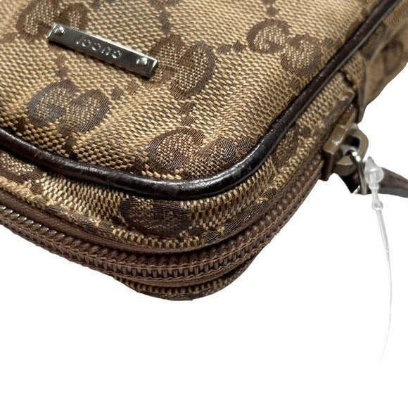 Gucci GG Canvas Leather Brown Zippy Mini Pouch Case Card Coin Travel