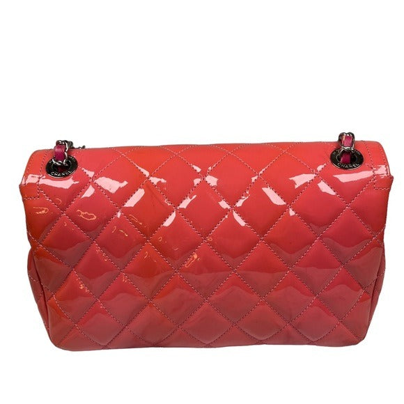 Chanel CC Classique Pink Coral Magenta Silver Hombre Leather Flap Quilted Purse