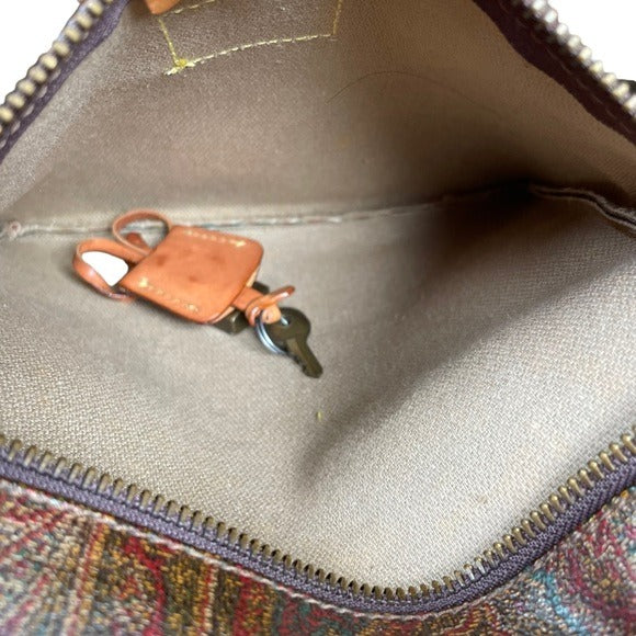 Etro Milano Paisley Canvas Natural Leather Locking Travel Weekender