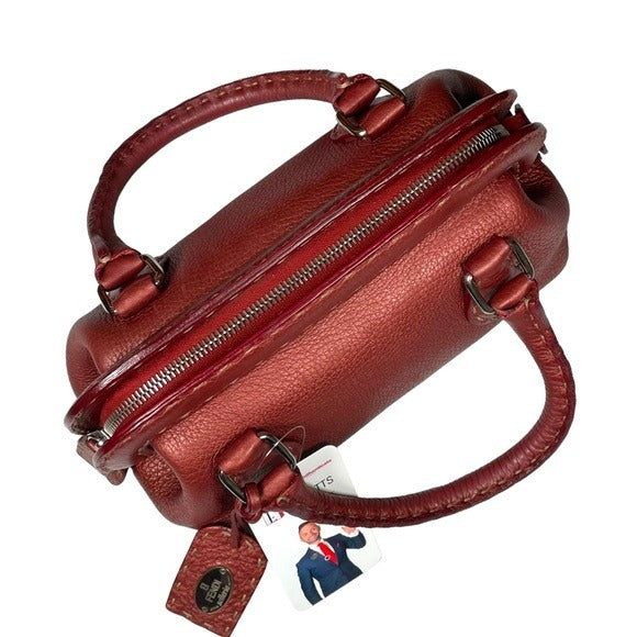 Fendi Metallic Blush Leather Mini Selleria Sterling Silver Hardware Zippy Purse