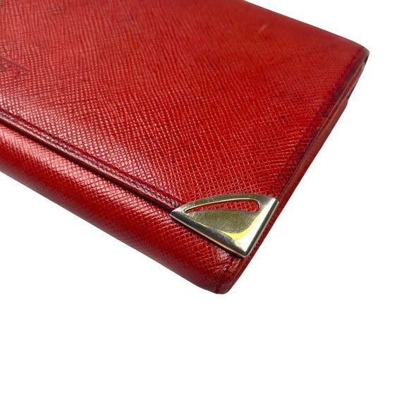 Givenchy Taiga Leather Paprika Red Long Metal Corner Flap Kiss Lock Wallet