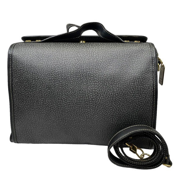 Borbonese Black Leather PVC Crossbody Business Crossbody Medium Bag Tote Purse
