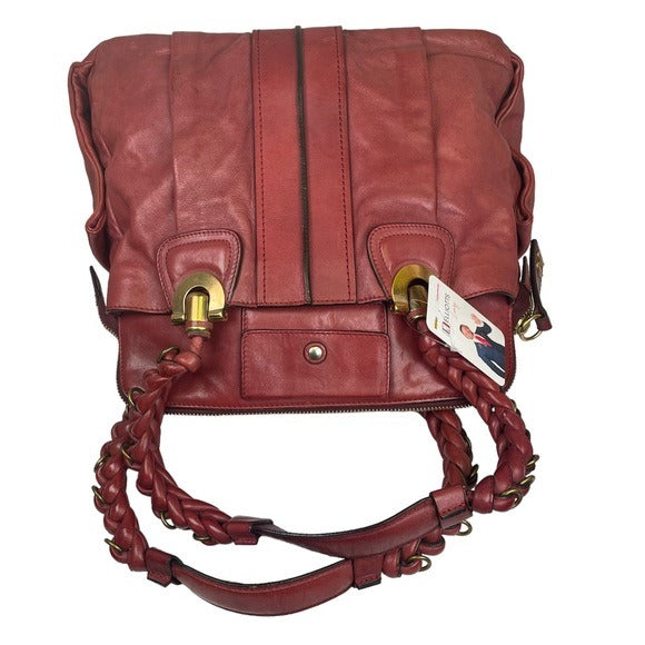 Chloe XL Blush Goldtone Leather Zippy Pretzel Handle Tote