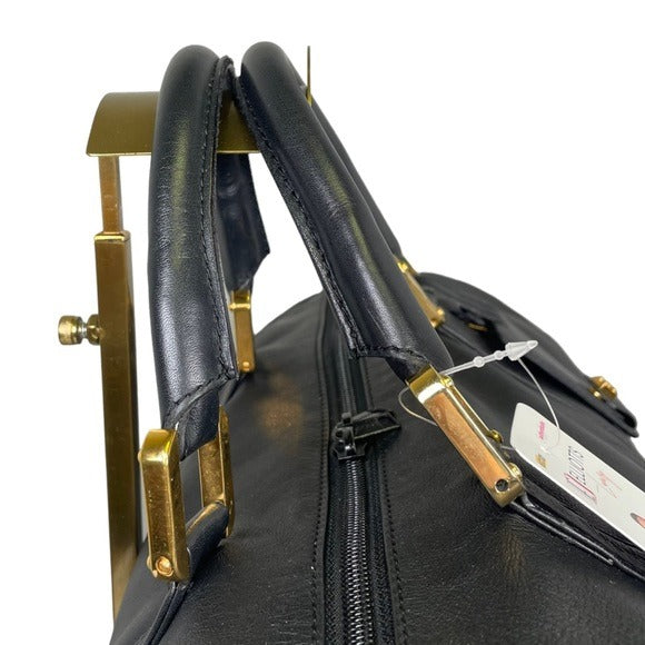 Loewe Leather Black Gold Zip Large Boston Duffel Keepall 50 Handle Travel Bag