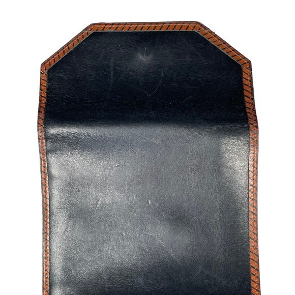 Valentino Garavani Black Brown Compact Snappy Tri-Fold Wallet