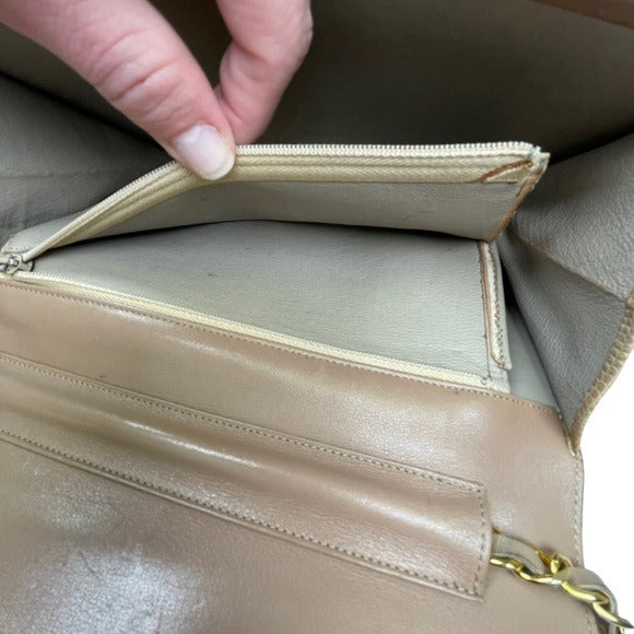 Chanel CC Exotic Lizard Single Flap 24K Plated Lambskin Snap Closure Purse Bag
