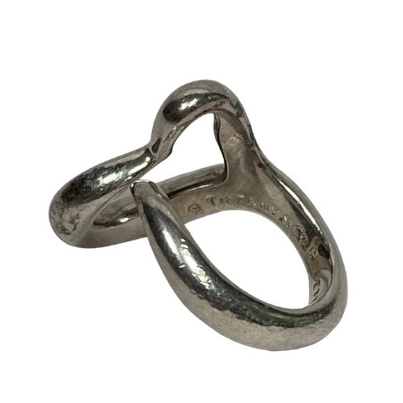 Tiffany & Co. Sterling Silver 925 Elsa Classic Peretti Open Heart Pinky Ring 4