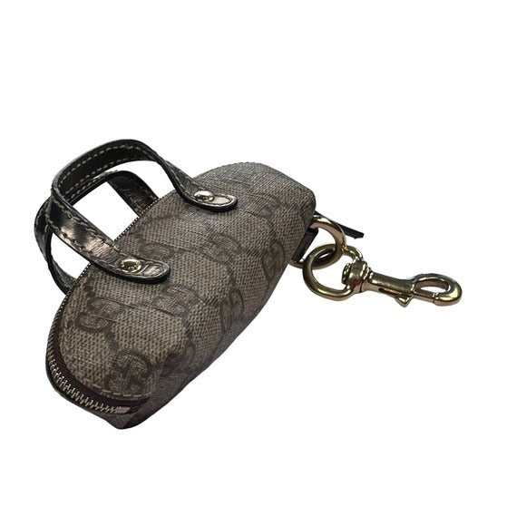 Gucci GG Canvas Micro Mini Metallic Leather KeyChain Lipstick Lighter Purse Bag
