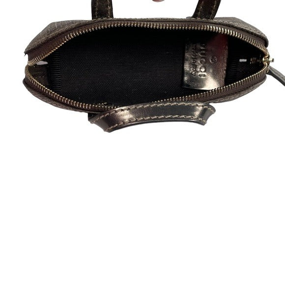 Gucci GG Canvas Micro Mini Metallic Leather KeyChain Lipstick Lighter Purse Bag