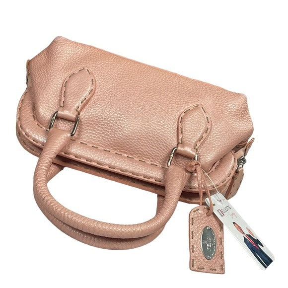 Fendi Pearlescent Pink Leather Mini Selleria Sterling Silver Hardware Zip Purse