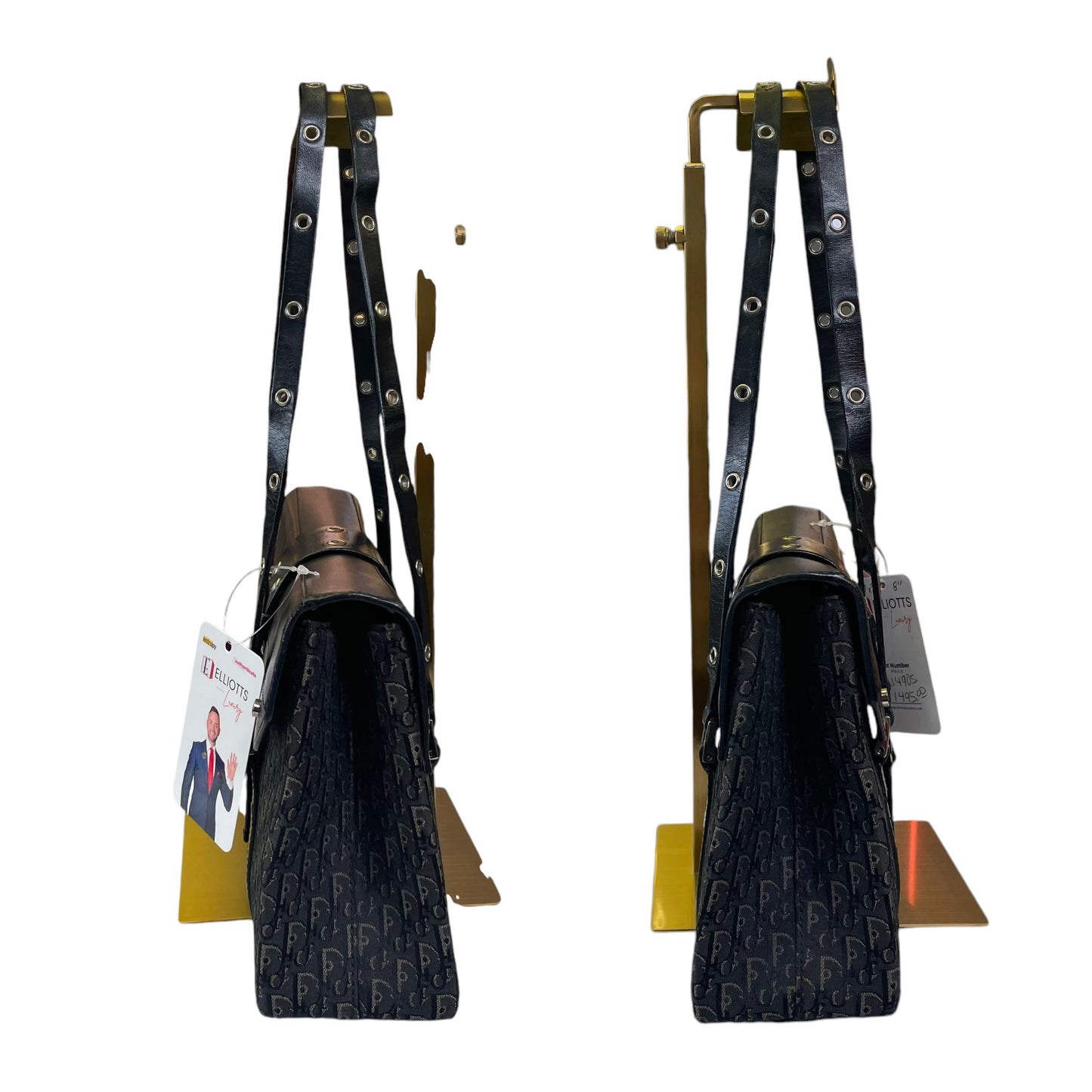 Christian Dior Diorissimo Street Chic East West Leather Trotter Monogram Shoulder Leather Black Purse