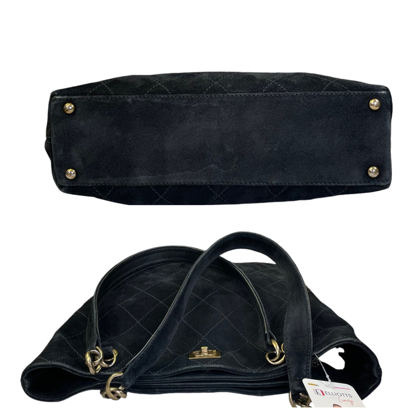 Chanel CC Wildstitch Black Slim Business Tote Brushed Bronze Shoulder Purse