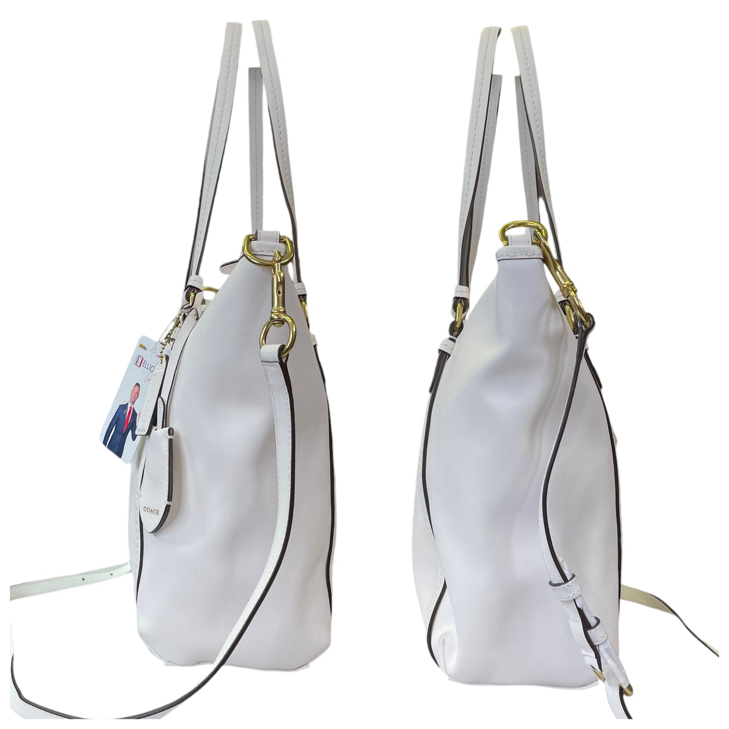 Coach Peyton White XL Shoulder Two Way Dual Zipper Tote Bag Purse