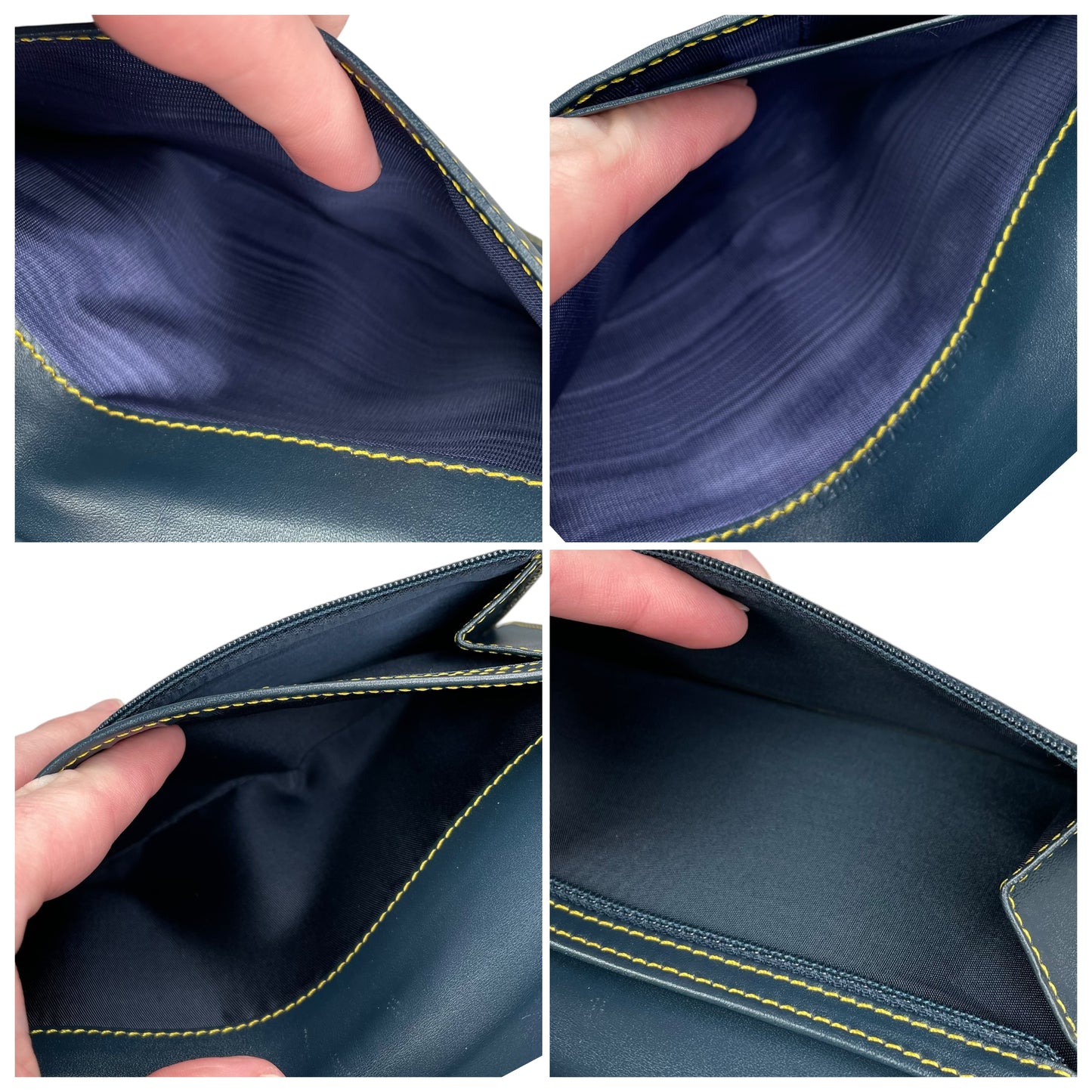 Christian Dior Blue Saddle Bag Large Oblique Trotter Canvas Leather Tri-Fold Wallet