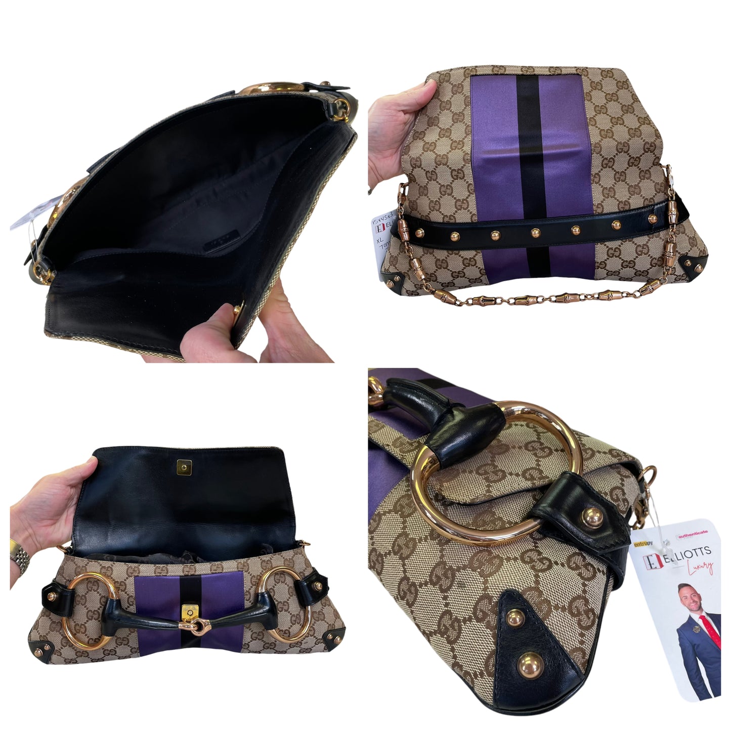 Gucci GG HorseBit Bamboo Chain Jumbo Large Heritage GG Tom Ford Era Clutch Shoulder Purse