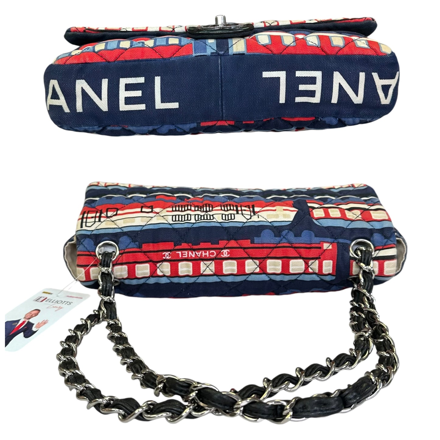 Chanel CC Le Train Classic Single Flap Quilted Turn Lock Silver Two Way Shoulder Purse