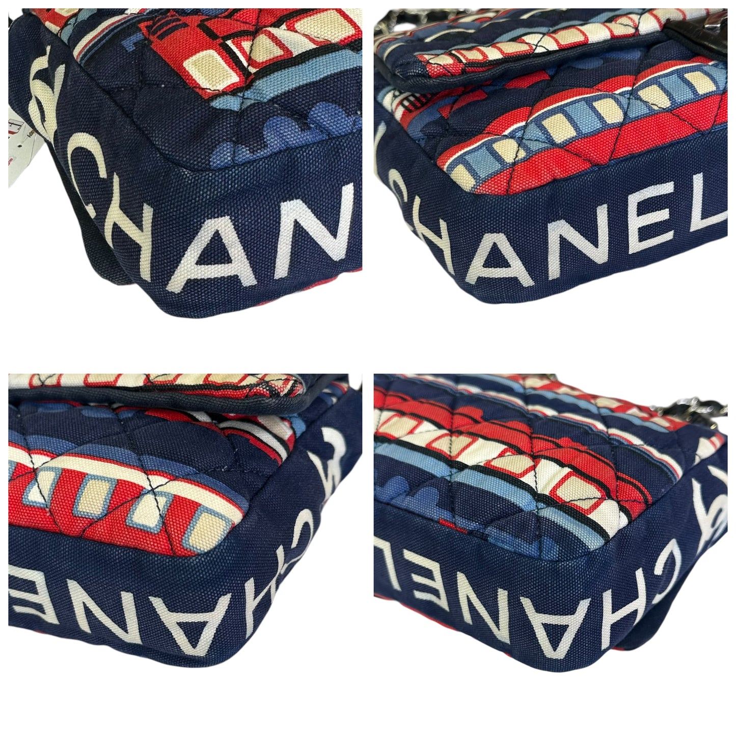 Chanel CC Le Train Classic Single Flap Quilted Turn Lock Silver Two Way Shoulder Purse