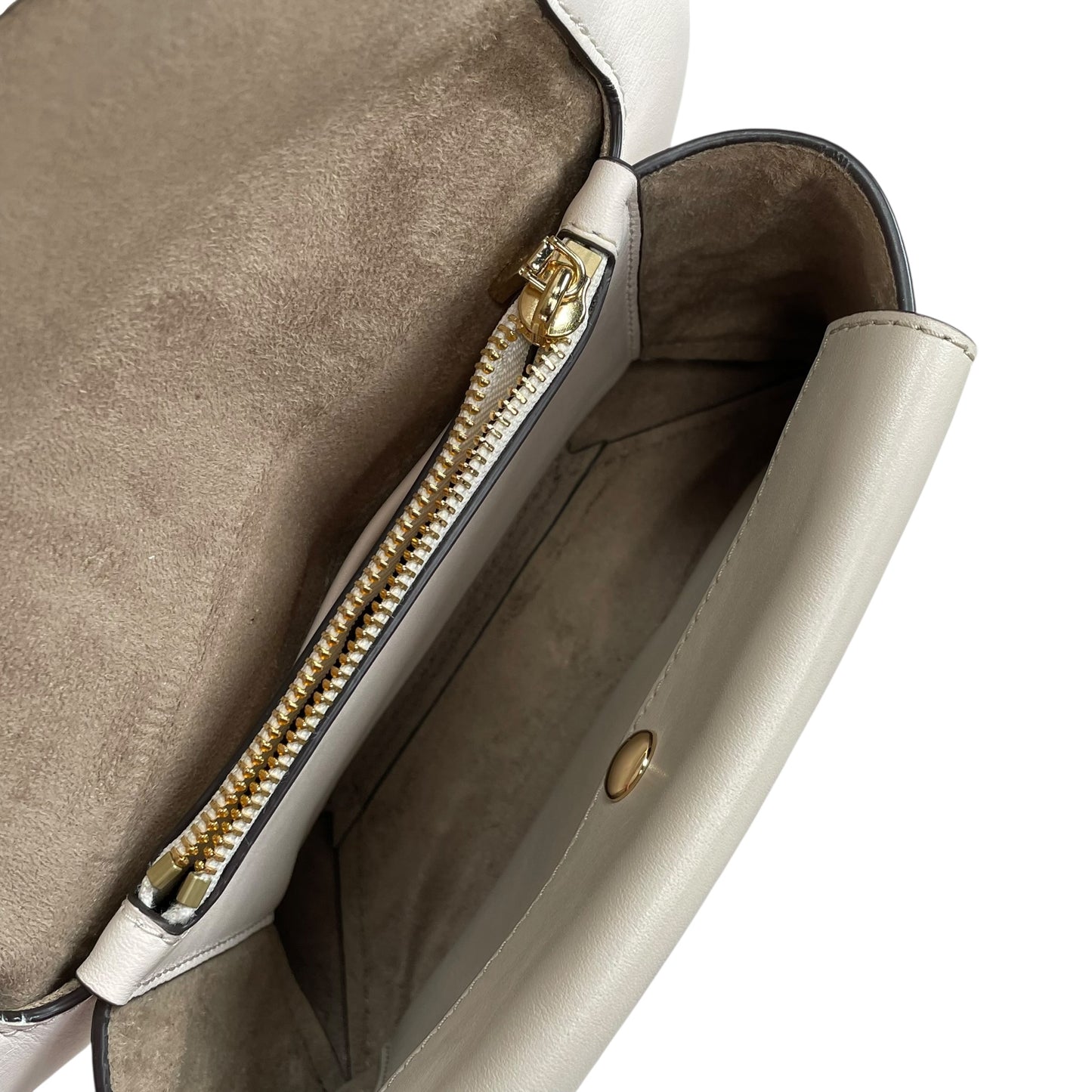 Michael Kors Cece Flap Chain Bag Cream Leather GHW 2-Way Top Handle