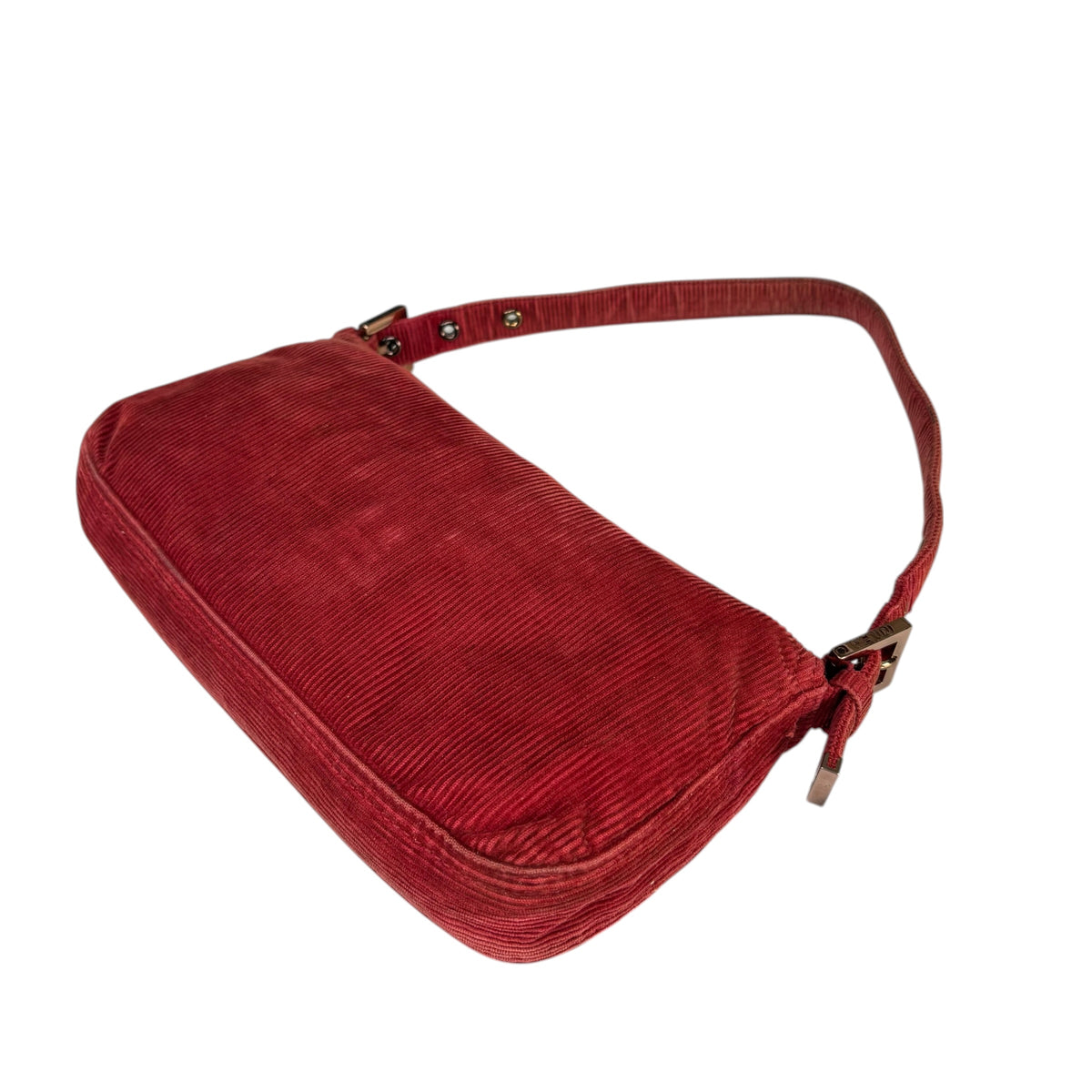 Fendi Y2K Baguette Corduroy Burgundy Rose Classic Shoulder Purse
