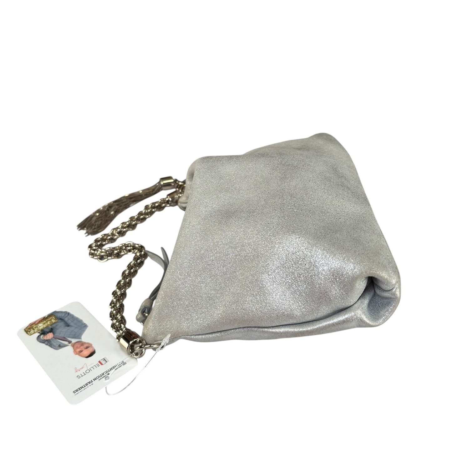 Jimmy Choo Mini Callie Silver Metallic Sueded Leather Purse