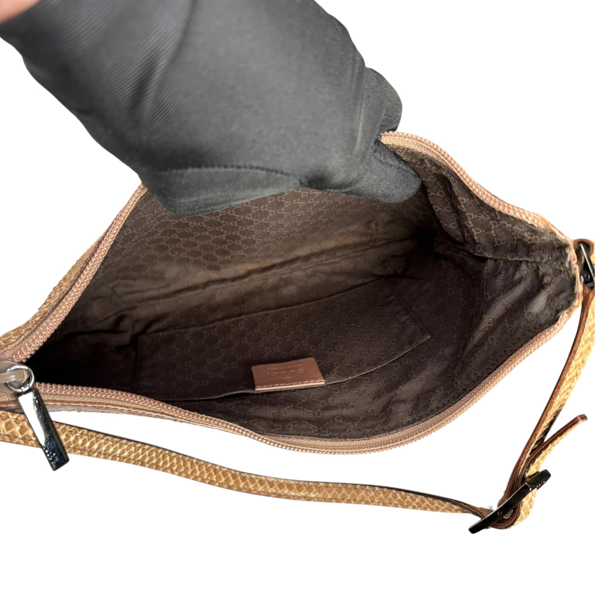 Gucci Snake Y2K Small Croissant Embossed SHW Shoulder Purse