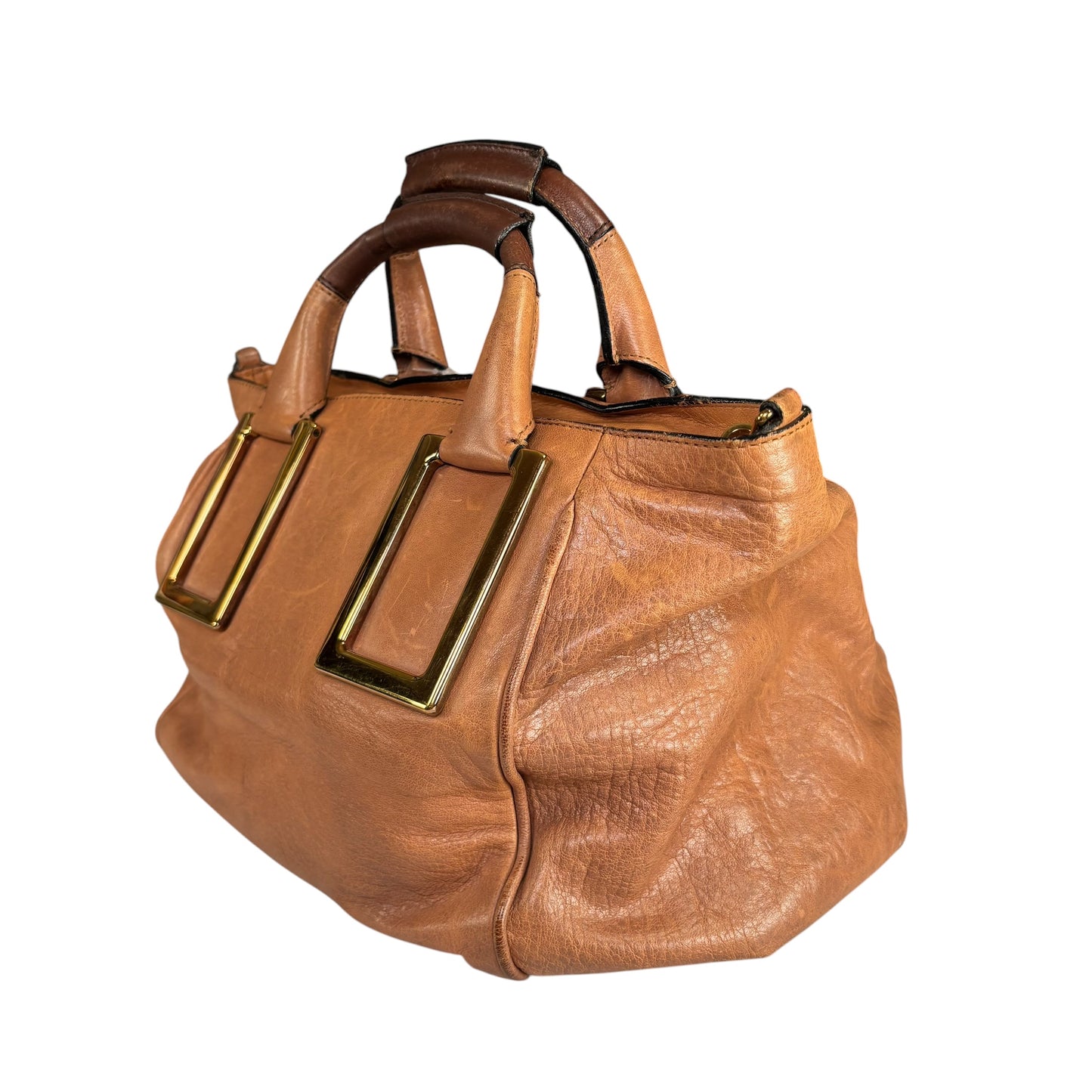 Chloe Ethel Medium Cognac Brown Leather Satchel