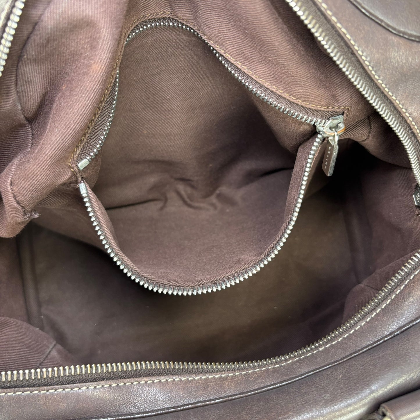 Celine Boogie Brown Leather SHW Boston Zip Bag