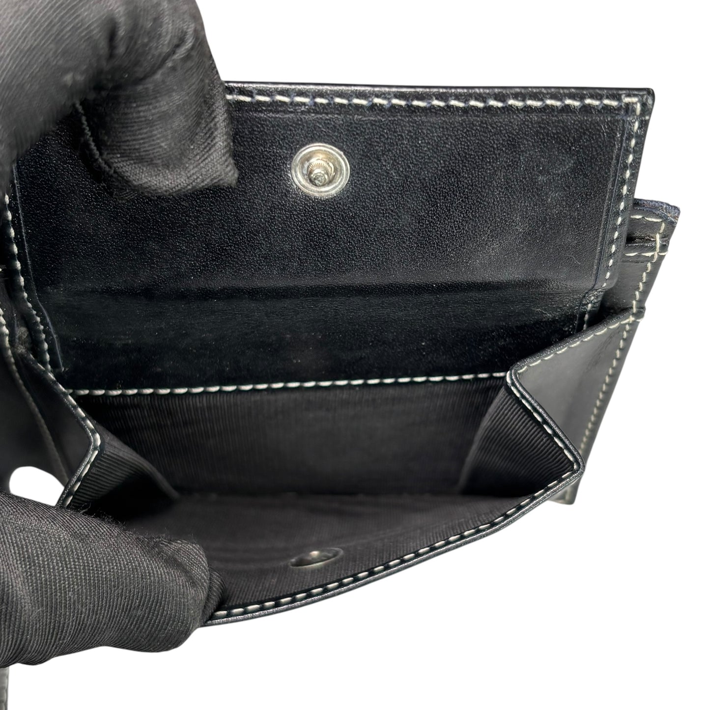 Fendi Navy Blue Zucchino Canvas Monogram Leather Bi-Fold Wallet