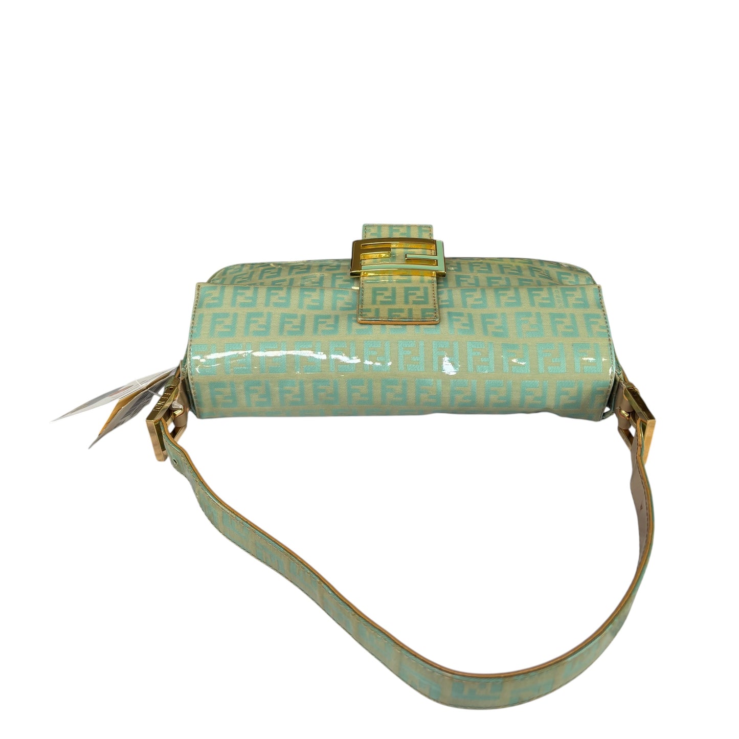 Fendi Y2K Baguette Classic Mint Green Zucchino Coated Canvas Purse