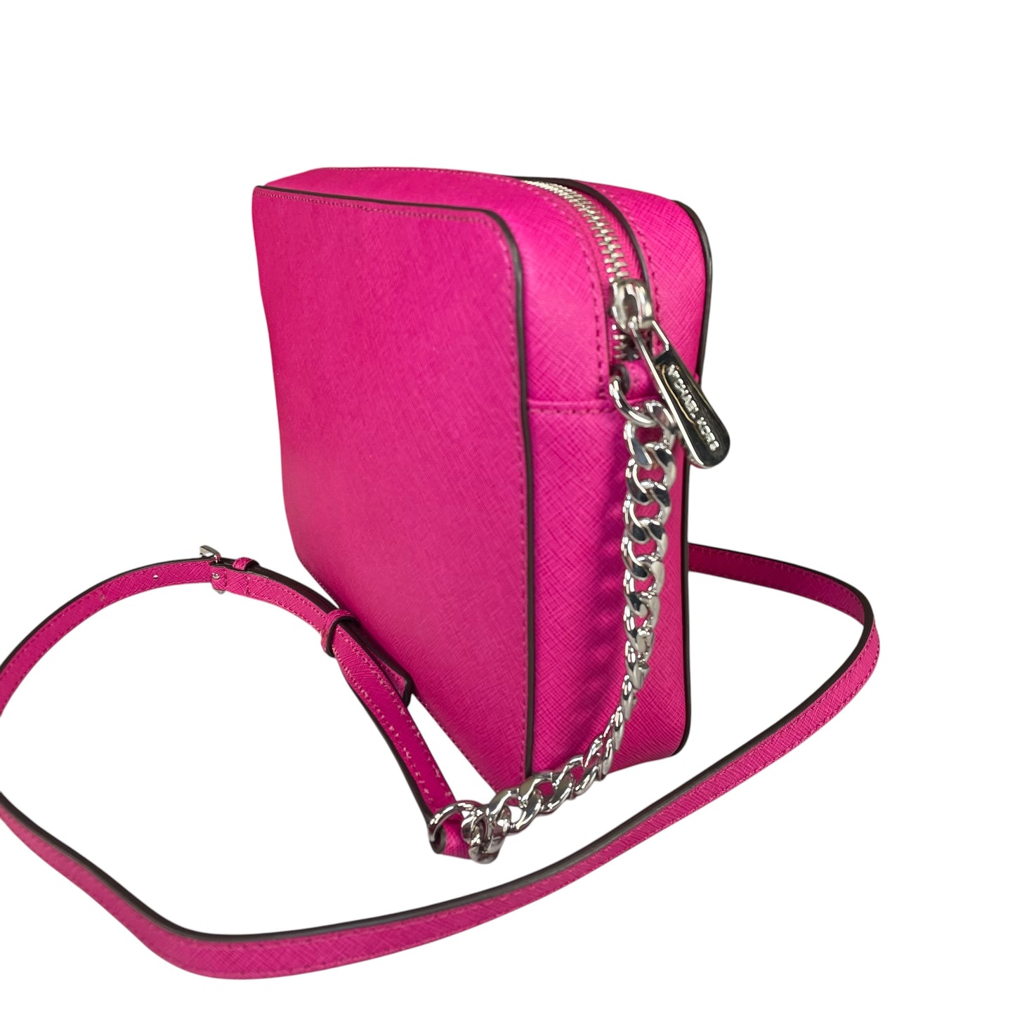 Michael Kors Fushia Saffiano Leather SHW Pink Jet Set Crossbody