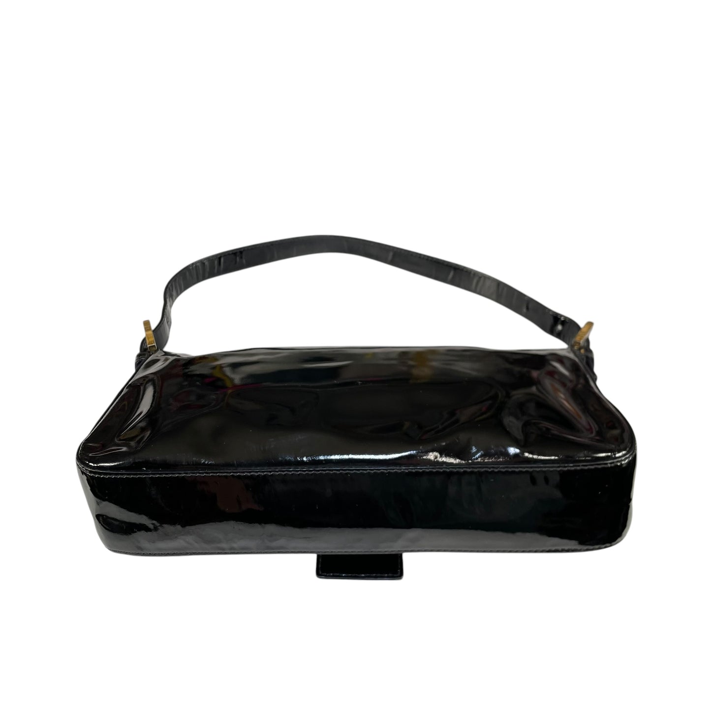 Fendi Baguette Black Patent Leather Two Tone HW Shoulder Purse