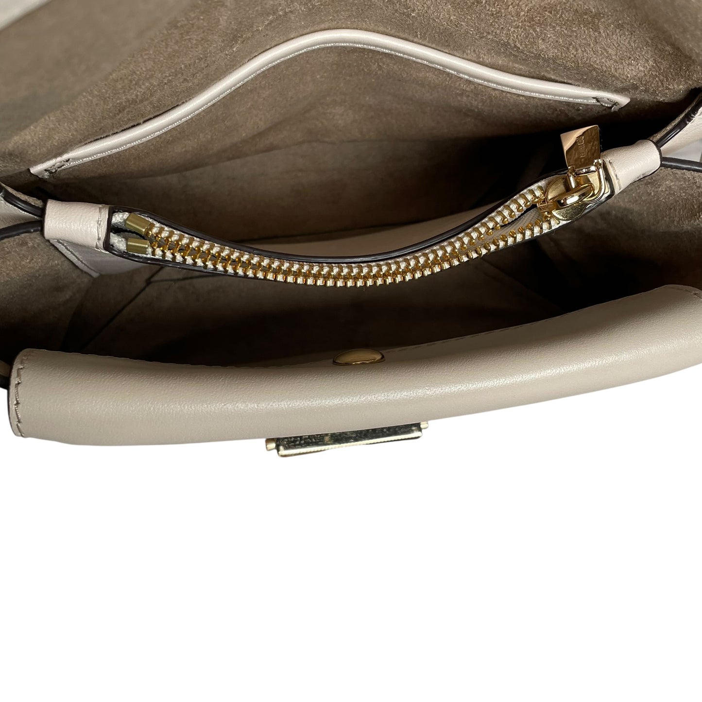 Michael Kors Cece Flap Chain Bag Cream Leather GHW 2-Way Top Handle