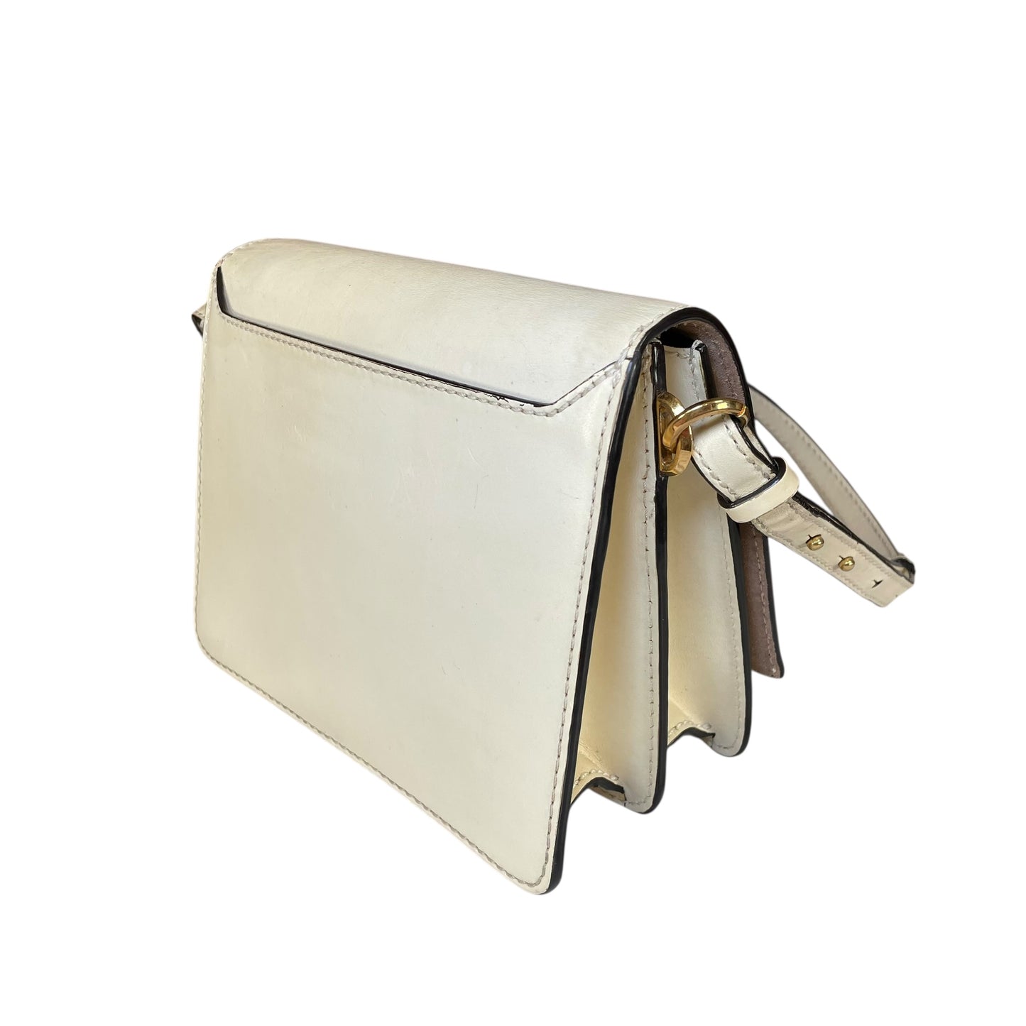 Jimmy Choo Madeline Crossbody Bag Ivory Leather GHW Buckle Flap 2-Way