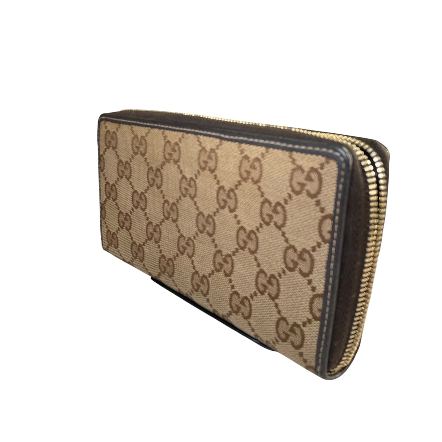 Gucci GG Mayfair Zip Around Wallet Brown Canvas Web Stripe Long Wallet