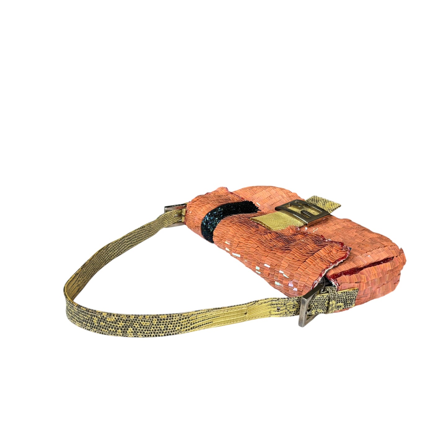 Fendi Y2K Baguette Coral Sequin Shoulder Purse