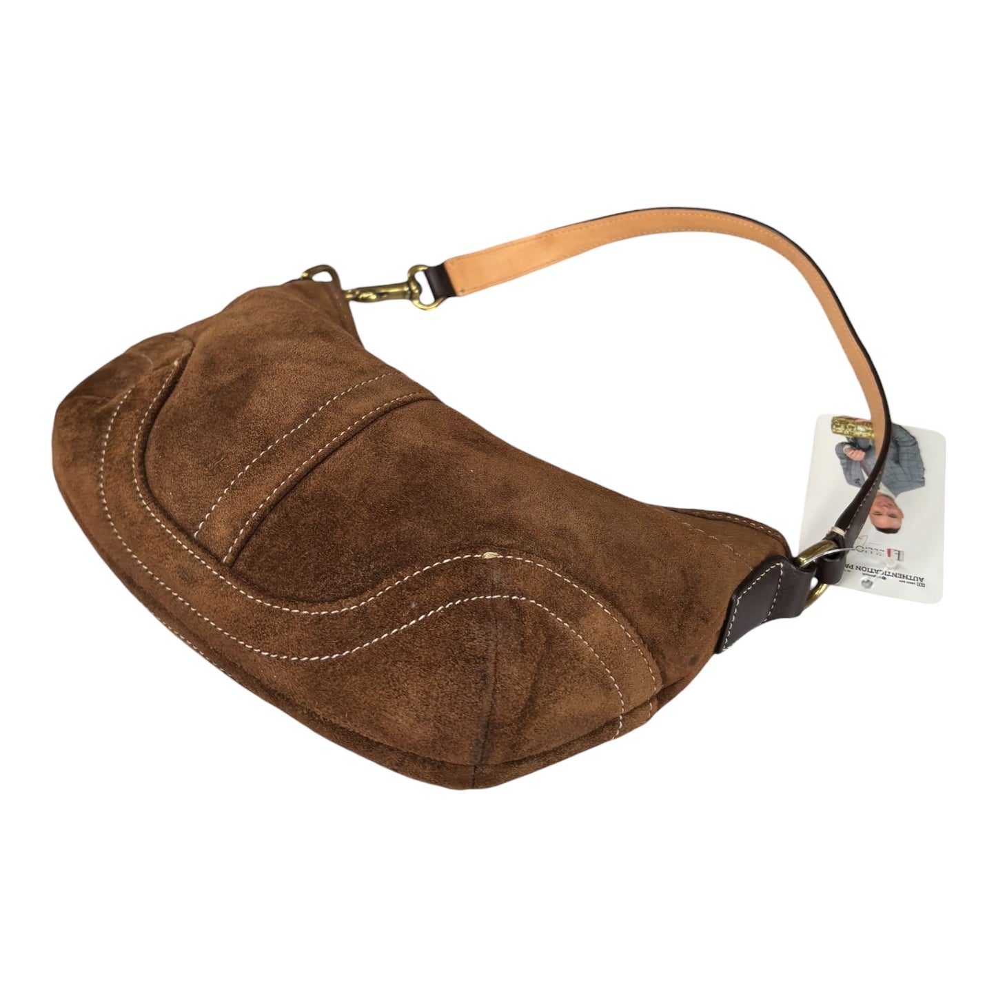 Coach Y2K Small Croissant Brown Suede Shoulder Purse