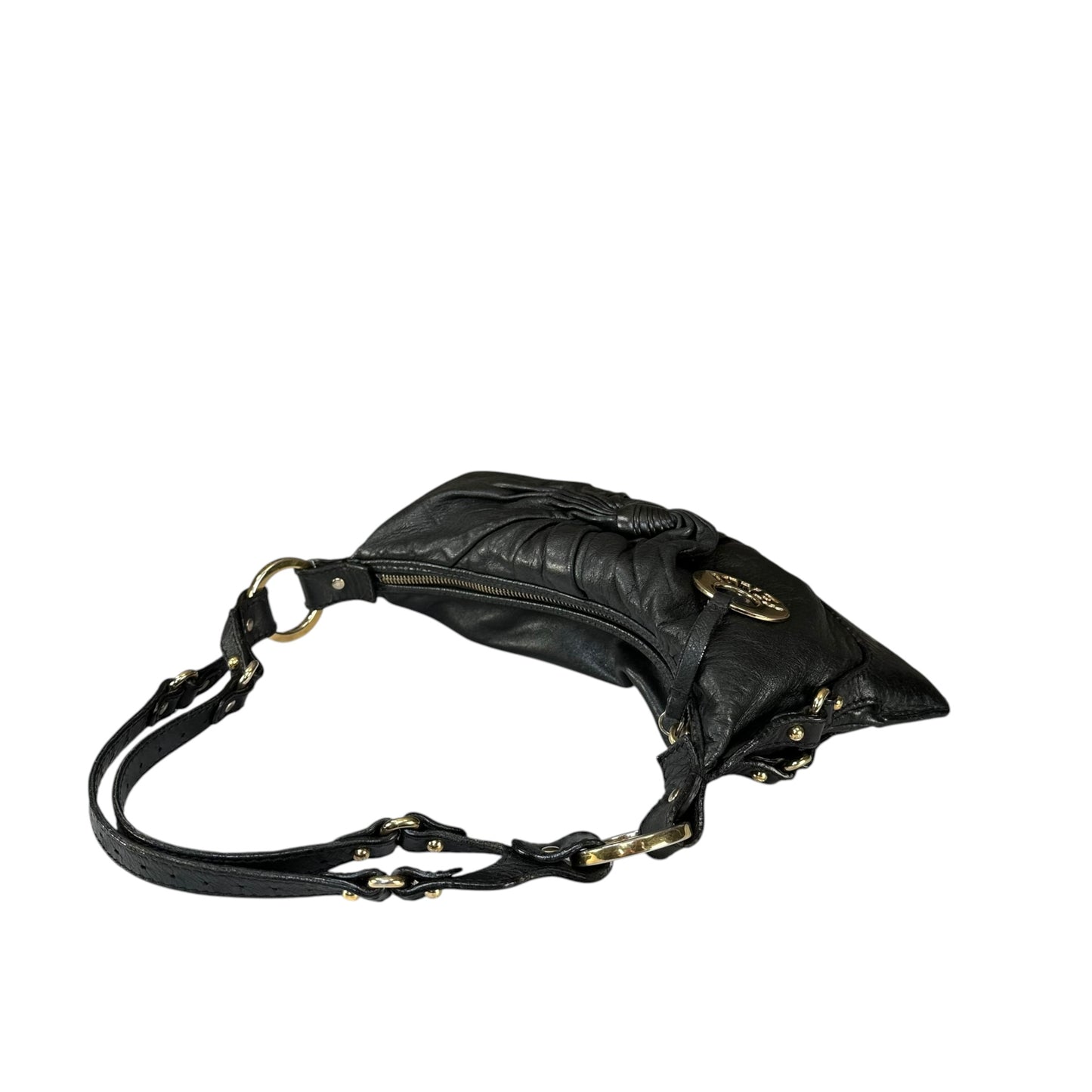 Fendi Baguette Y2K Knot / Flower Black Leather Shoulder Purse
