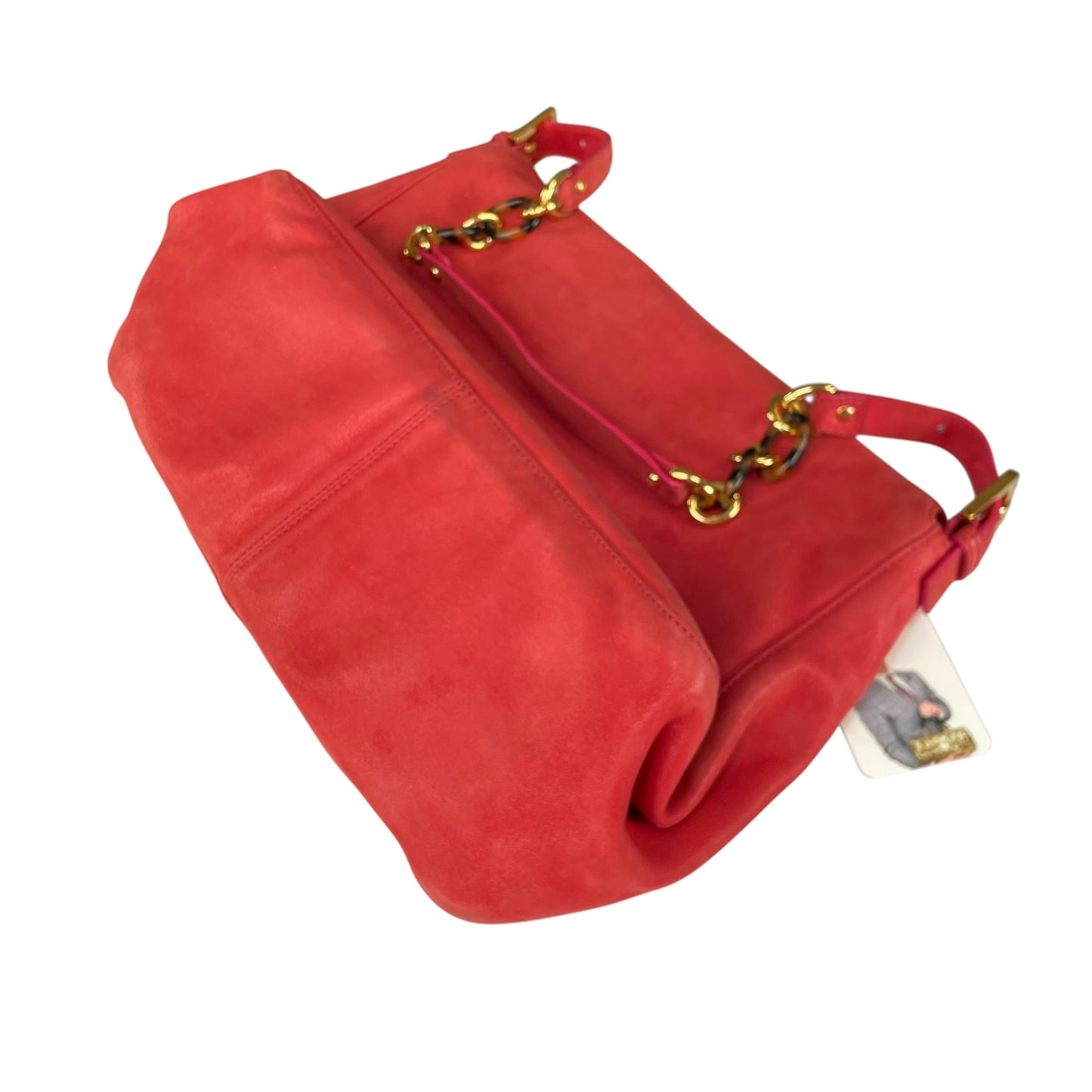Fendi Baguette MAXI Grapefruit GHW Grapefruit Iridescent Leather Shoulder Purse