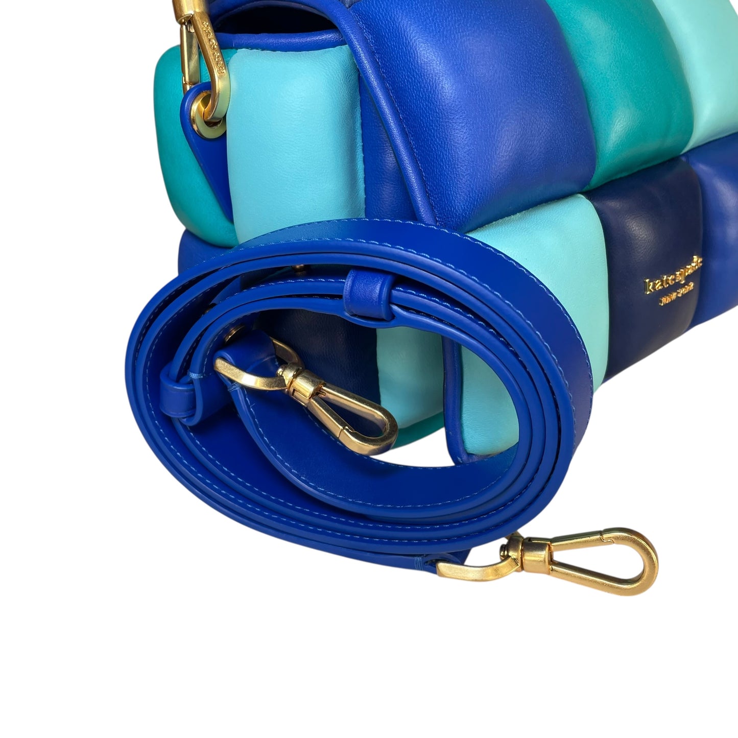 Kate Spade Boxxy 3D Puffer Leather Bag Blue Multi Color 2-Way Purse