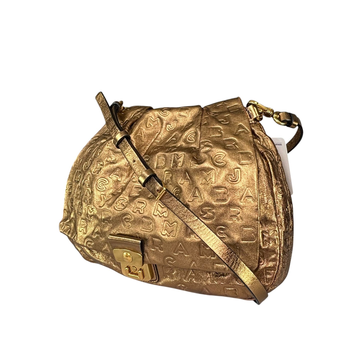 Marc By Marc Jacobs XL Golden Metallic Leather Embossed Crossbody