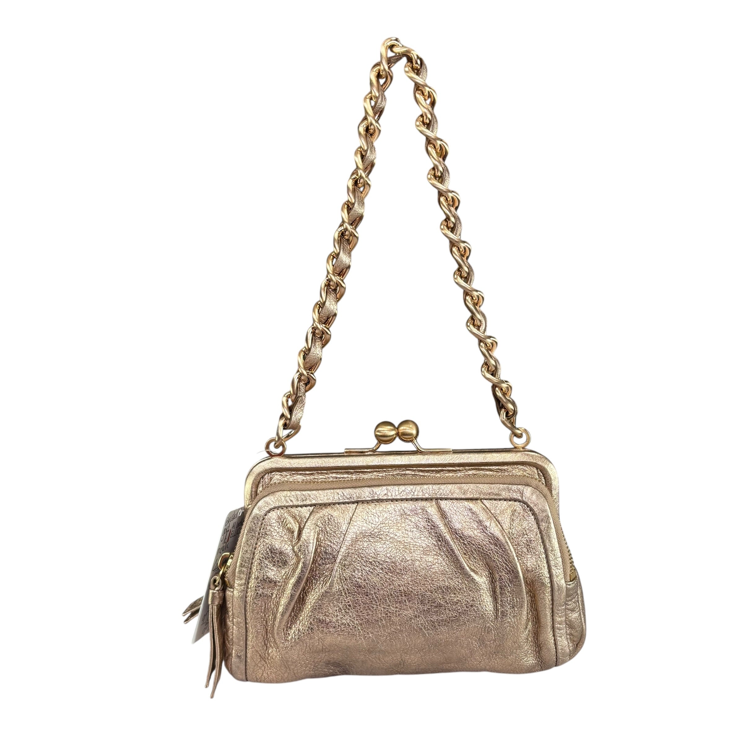 Coach Y2K Parker Rose Gold Metallic Leather Kiss-Lock Shoulder