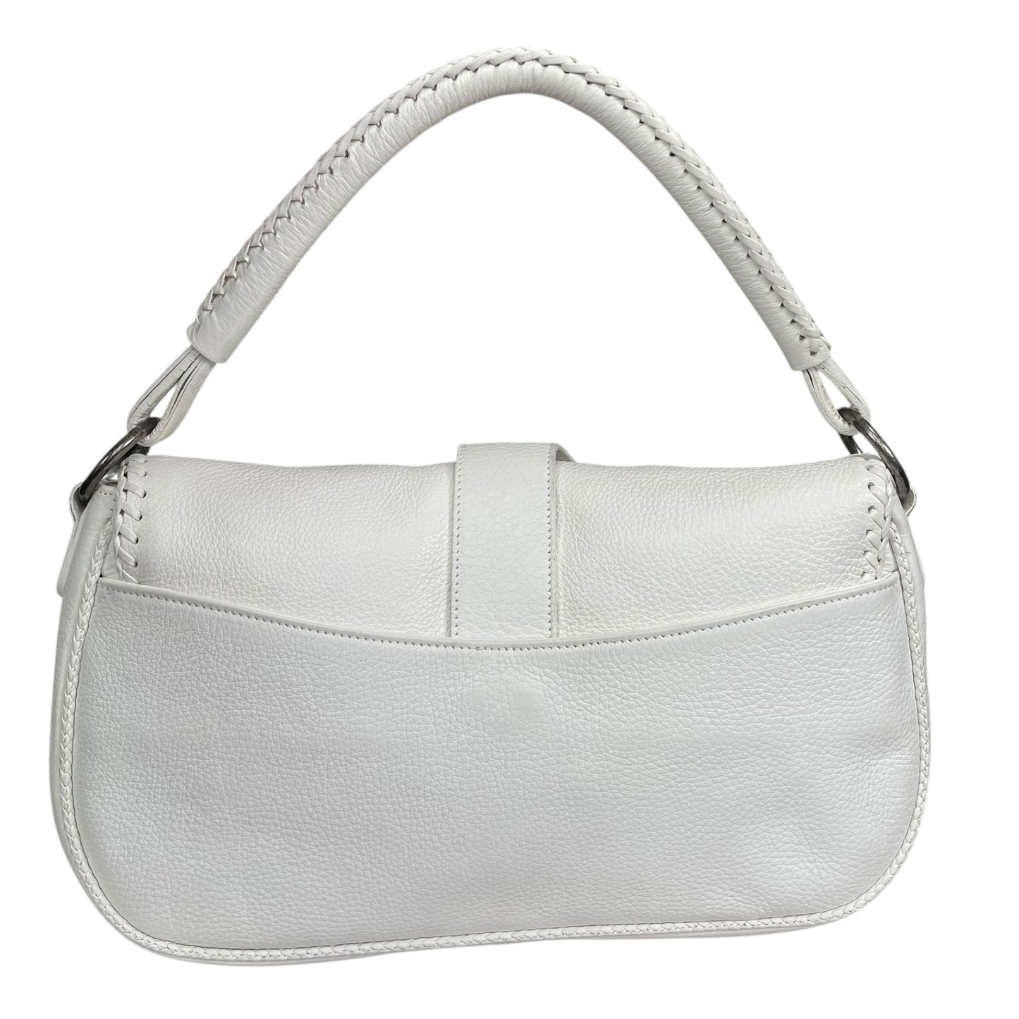 Christian Dior White Gaucho Large Y2K Top Handle Single Flap Shoulder Purse