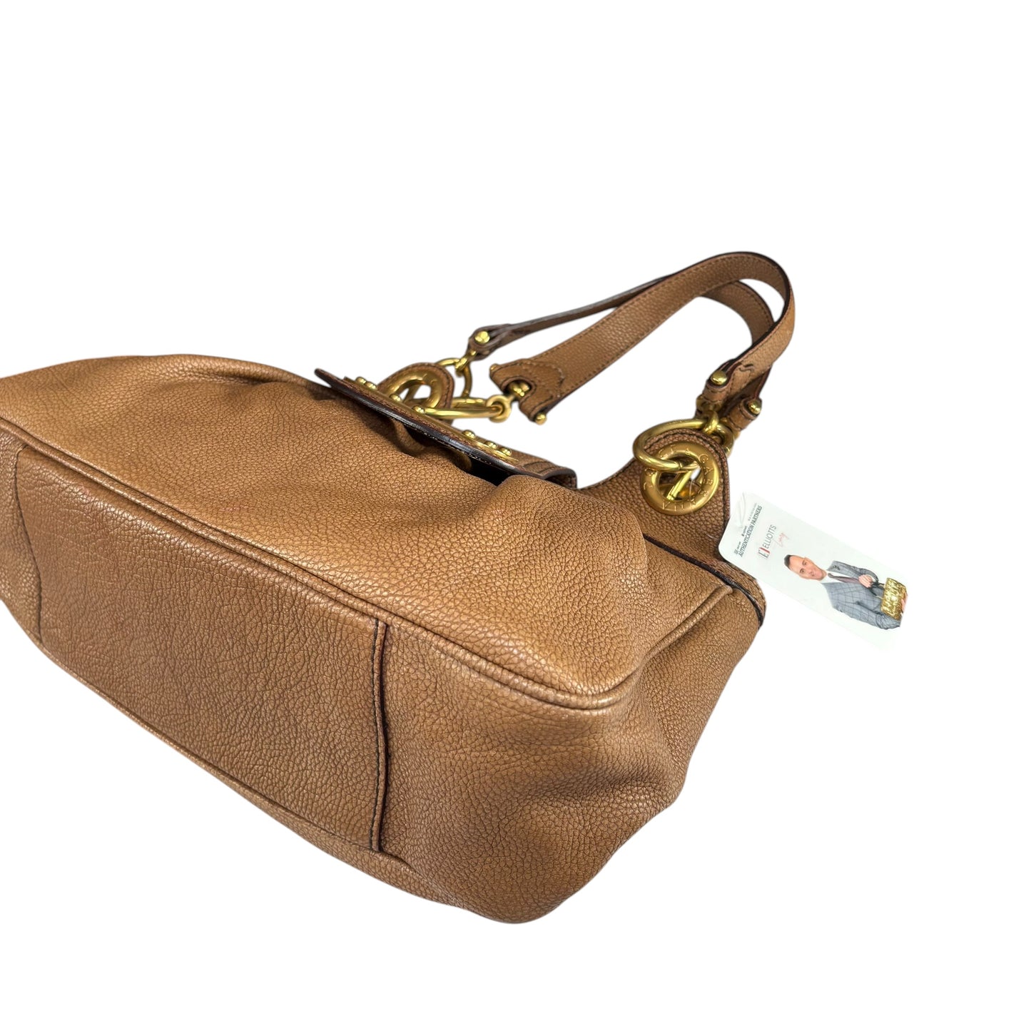 Dolce & Gabbana Golden Brown Pebbled Leather GHW Distressed Shoulder Hobo