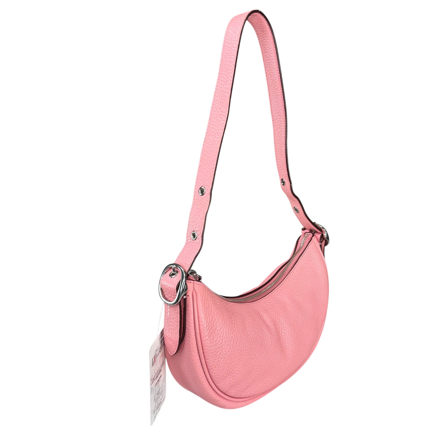 Coach Luna Pink Crescent SHW 2-Way Pebbled Leather Purse