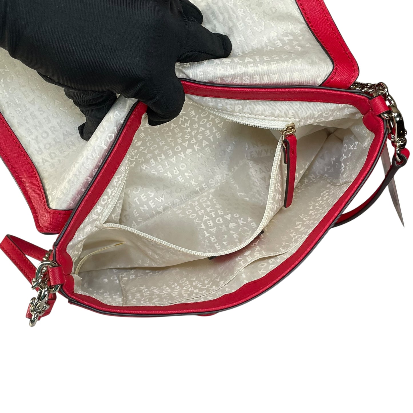 Kate Spade Laurel Red / Black Saffiano Leather Chain GHW 2-Way Flap Purse