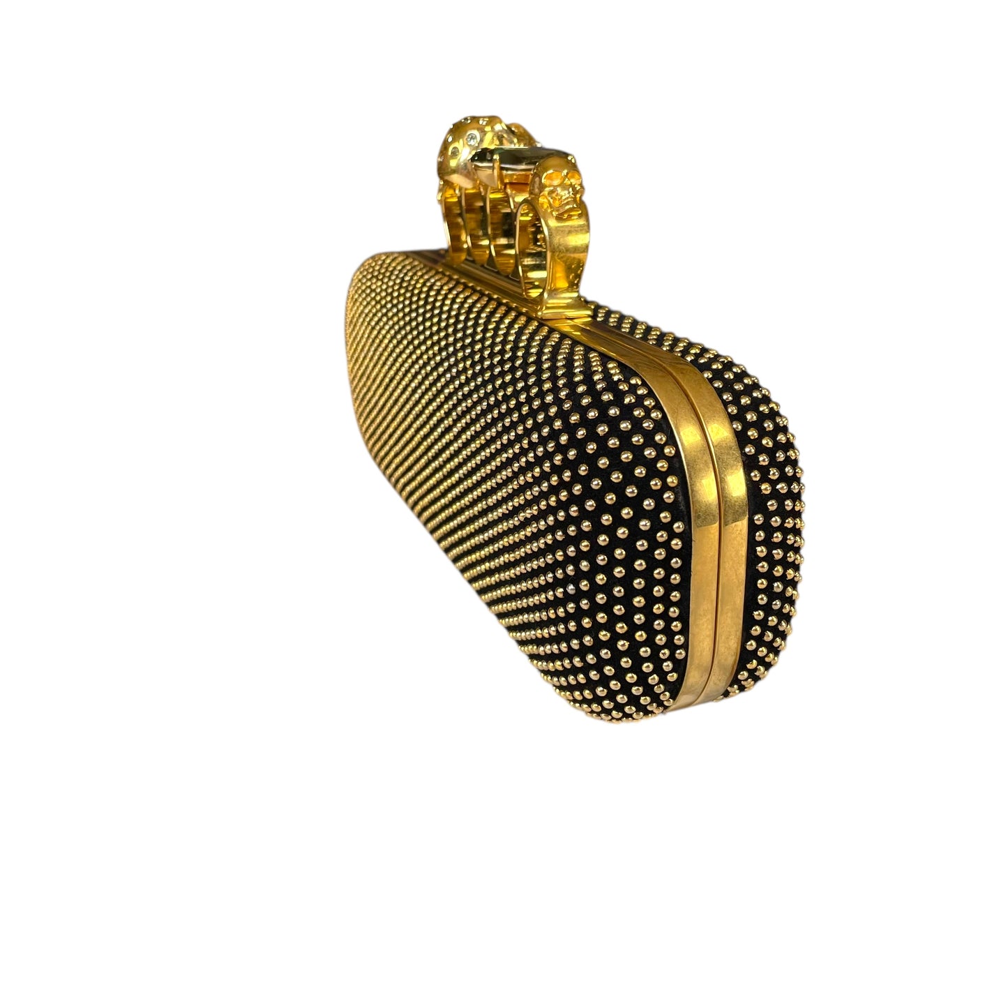 Alexander McQueen Crystal Studded Knuckle Clutch Skull Ring Blue Stone Bag