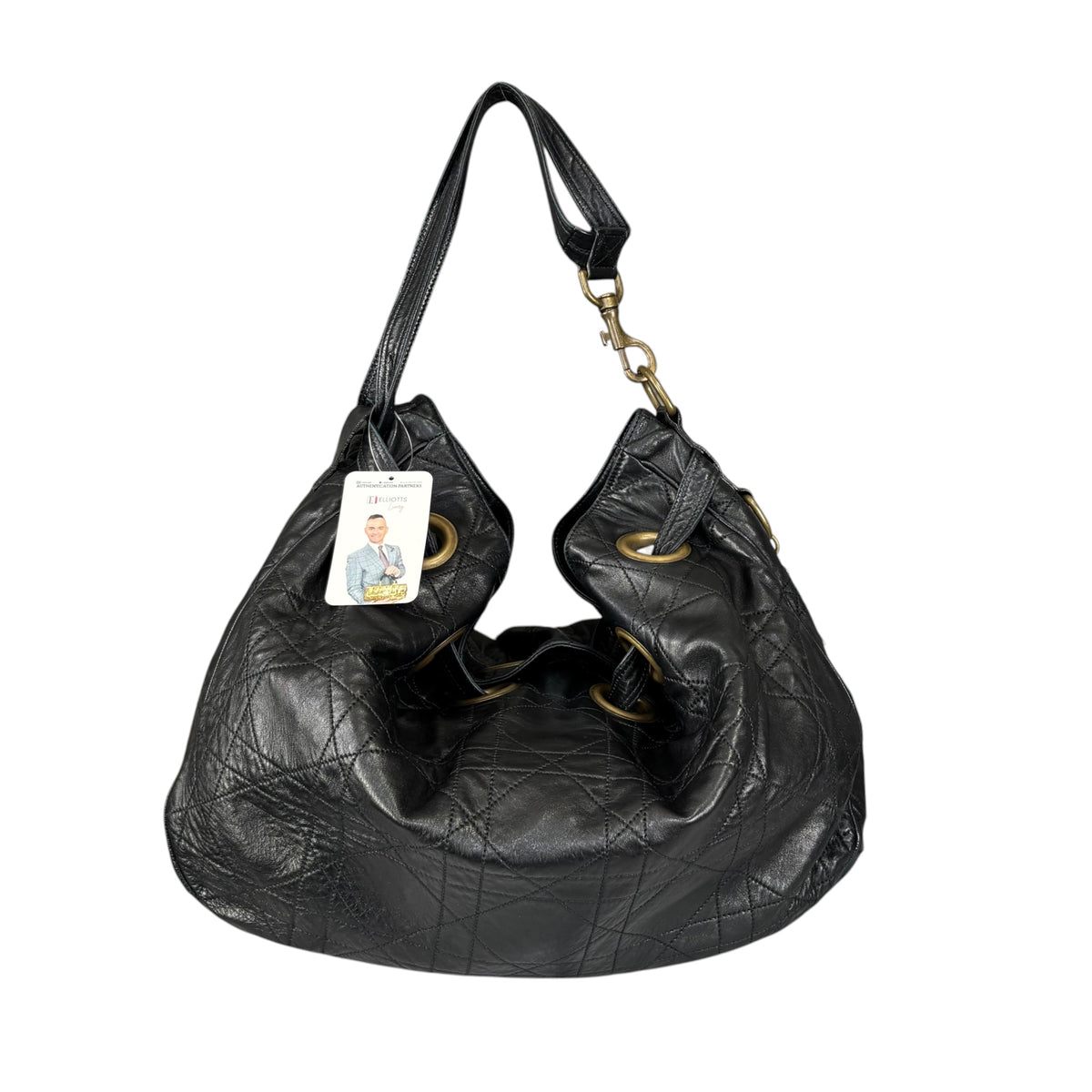 Christian Dior Lady Dior Cannage Lambskin XL Hobo Shoulder Purse