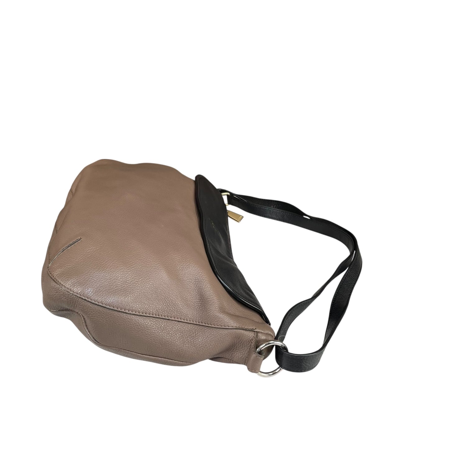 Furla Metropolis Two-Tone GHW Leather Taupe Black 2-Way Shoulder Hobo Purse